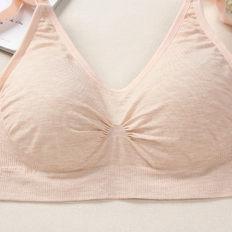 New full cup front button breastfeeding bra without rims gathered  pregnant women nursing bra seamless underwear anti-sagging