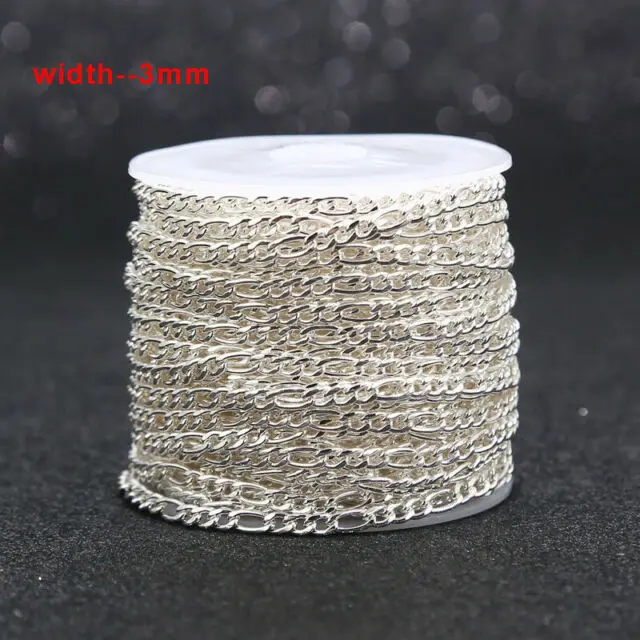 New Arrival White Plated Stainless Steel 3mm Width Chains Figaro Link Chain For DIY Jewelry Making Top Quality