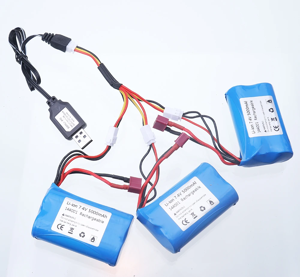 7.4V 5000mah lipo 배터리 2S T 플러그, Wltoys 12428 144001 RC 자동차 예비 액세서리 7.4V 대용량 배터리 1 피스 5 피스