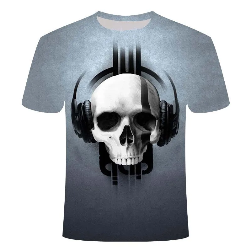 Skull Men\'s T-Shirts Men\'s Hip Hop 3D Shirts Horror O-Neck T-shirt Summer Fashion Tops Boys Clothing Large Size Street Clothing