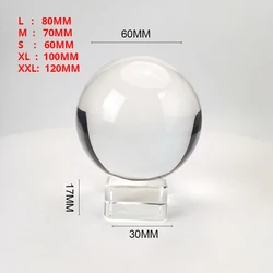 Clear 60mm/70mm/80mm/100mm/120mm Crystal Ball with Free Stand K9 Crystal Glass Ball for Photography Prop