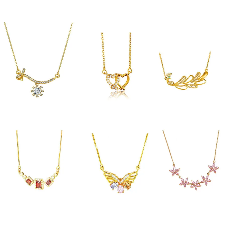 MxGxFam ( Clearance Sale ) Zircon Pendant Necklace for Women Gift Gold plated with Chain Fashion Jewelry