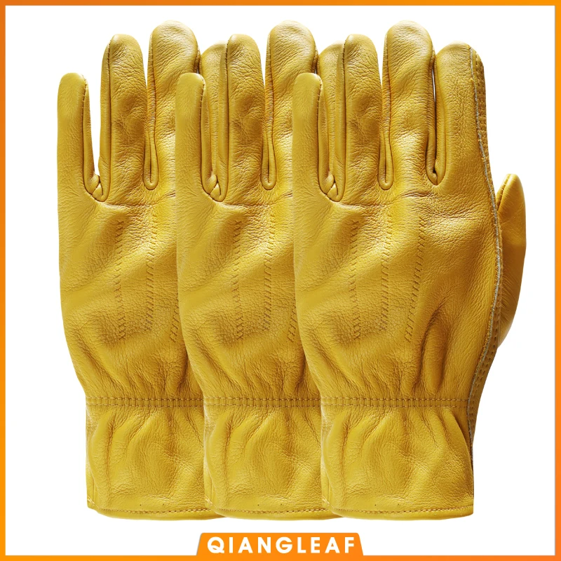 

QIANGLEAF 3pcs New Men's Work Gloves Cowhide GlovesLeather Security Protection Wear Men Safety Winter Working Welding Glove 3ZG