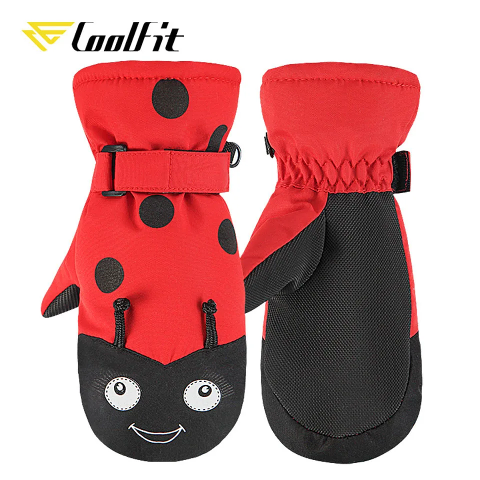 CoolFit-guantes de esquí para niños y niñas, manoplas cálidas e impermeables a prueba de viento para ciclismo, invierno, novedad