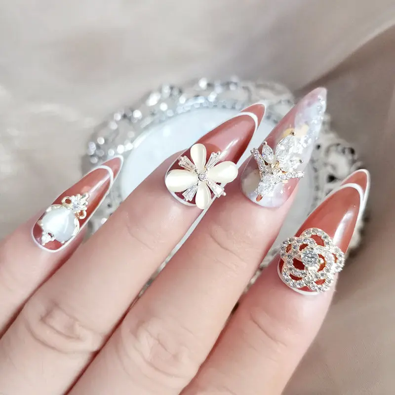 10pcs/lot 3D Love Flower Zircon Crystals Metal Alloy Rhinestones Jewelry Nail Art Decorations Nails Accessories Charms Supplies