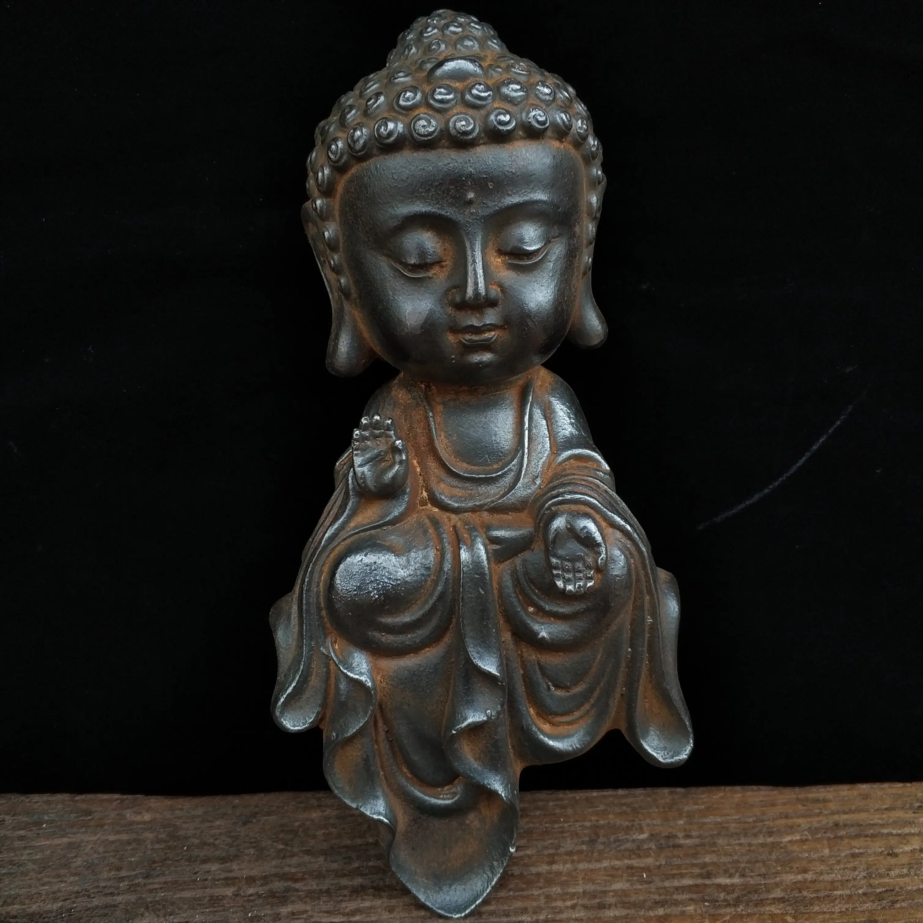 

Rare Old chinese JIN DYANSTY(259--581)Seated Iron Statue of Sakyamuni