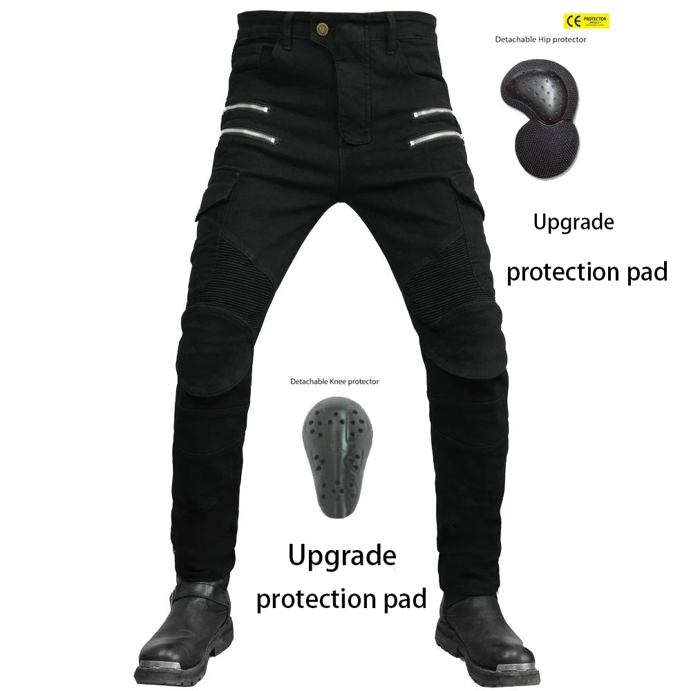 

Motorcyclist men's jeans motorcycle equipment zipper pocket upgrade anti-fall wear-resistant protective pants Quality product