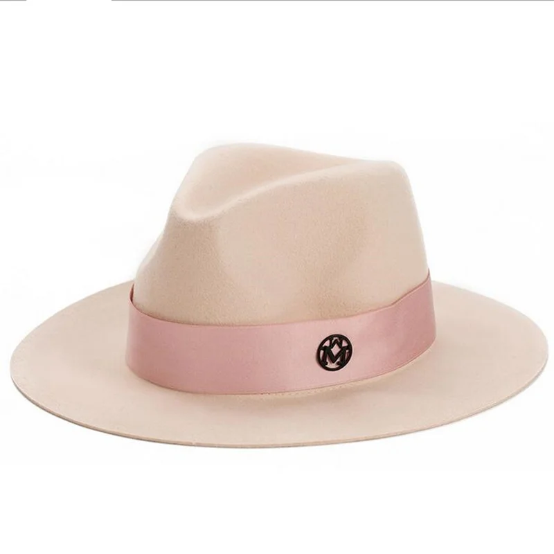 New Autumn 100%wool Pink male temperament dame cap hat felt hat joker panama restoring ancient ways