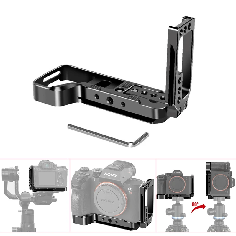 Aluminum Alloy L-Shaped Vertical Stretchable Camera Quick Release Plate L-Bracket & Hand Grip for SONY A7M3/A7R3/A9