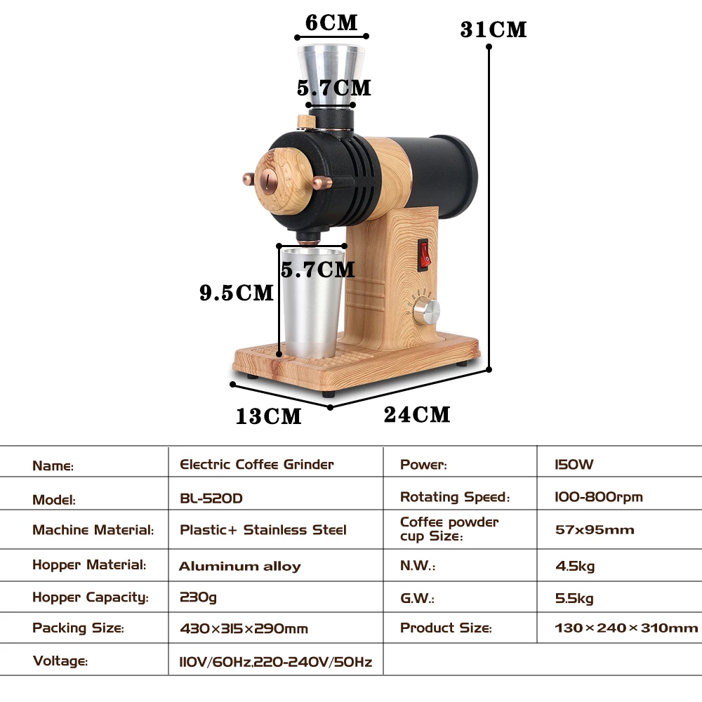 Itop 78mm Ghost Grat elektrische Kaffeemühle einstellbare Geschwindigkeit Americano Bohnen Mahl maschine für Filterkaffee Aluminium Tasse