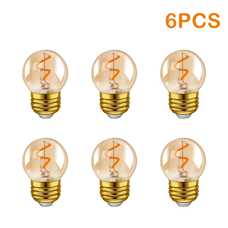 G40 Gouden LED-spiraalvormige gloeilamp 1W (equivalent 10W) Energiebesparende LED-lamp Amber glas E27 220V 2200K Dimbare LED-lamp