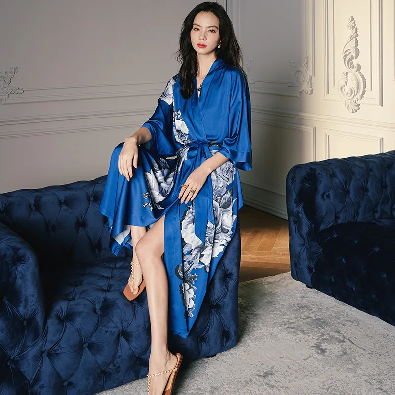 FZSLCYIYI Nữ Lụa In Đùi Cô Dâu Cưới Cô Dâu Áo Choàng Kimono Feminino Tắm Áo Dây Peignoir Femme Gợi Cảm Áo Choàng Tắm