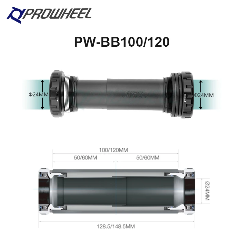 PROWHEEL Snow Bike Crankset 104BCD 170mm BB100/120mm Fat Bike Crank Arm Bottom Bracket BB  Crank Arms for Bicycle