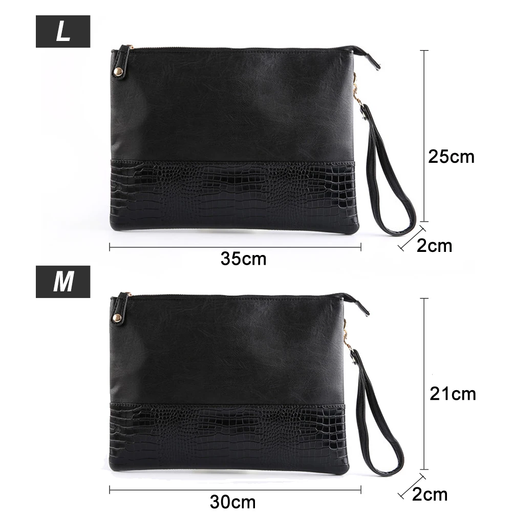 Men Leather Day Clutch Envelope Hand Bag Alligator Patchwork Business Male Bags Vintage Soft Large Office Wallet For Phone XA70C