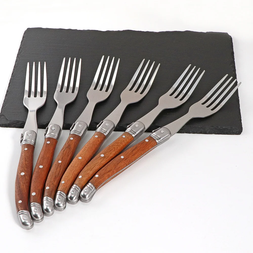 

Jaswehome столовые вилки из нержавеющей стали с деревянной ручкой, 6 шт.