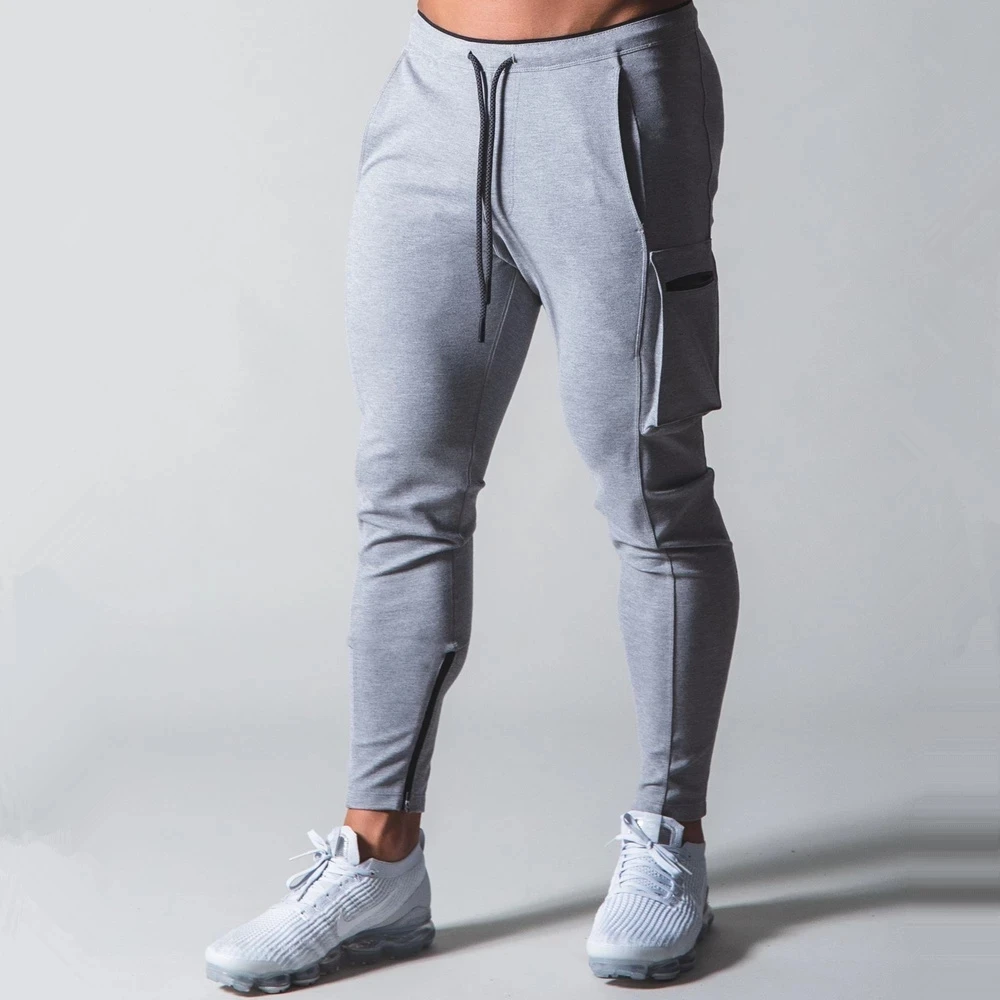 ผ้าฝ้ายลำลอง Skinny กางเกงชาย Joggers Sweatpants ฤดูใบไม้ร่วงกางเกงขายาวชาย Trackpants ฟิตเนสออกกำลังกายเพาะกายกางเกง