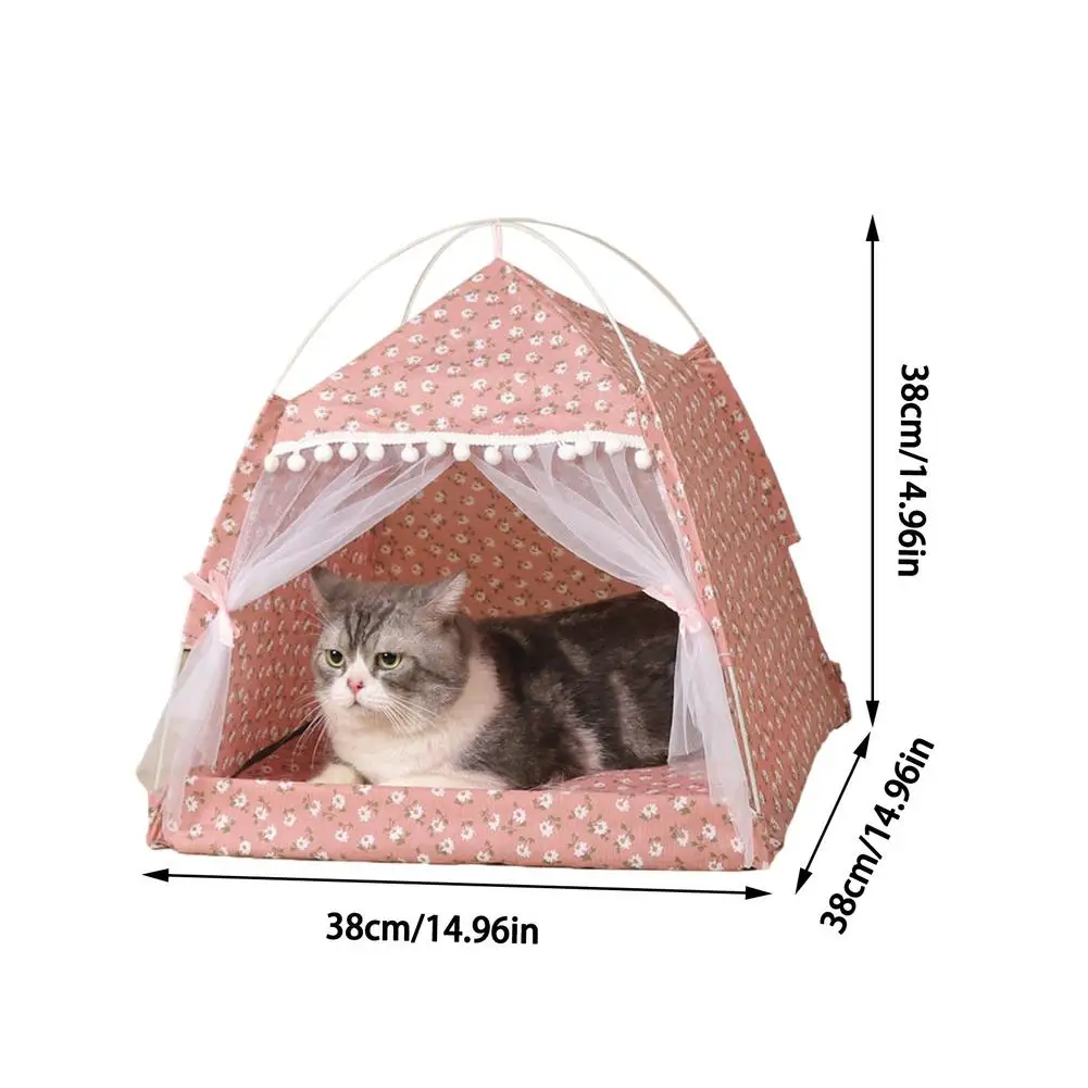 Cat Sleeping Nest Semi-Enclosed Cat Tent House Breathable Pet Hut Shelter With Screen Door For Summer Pet Bed Supplies