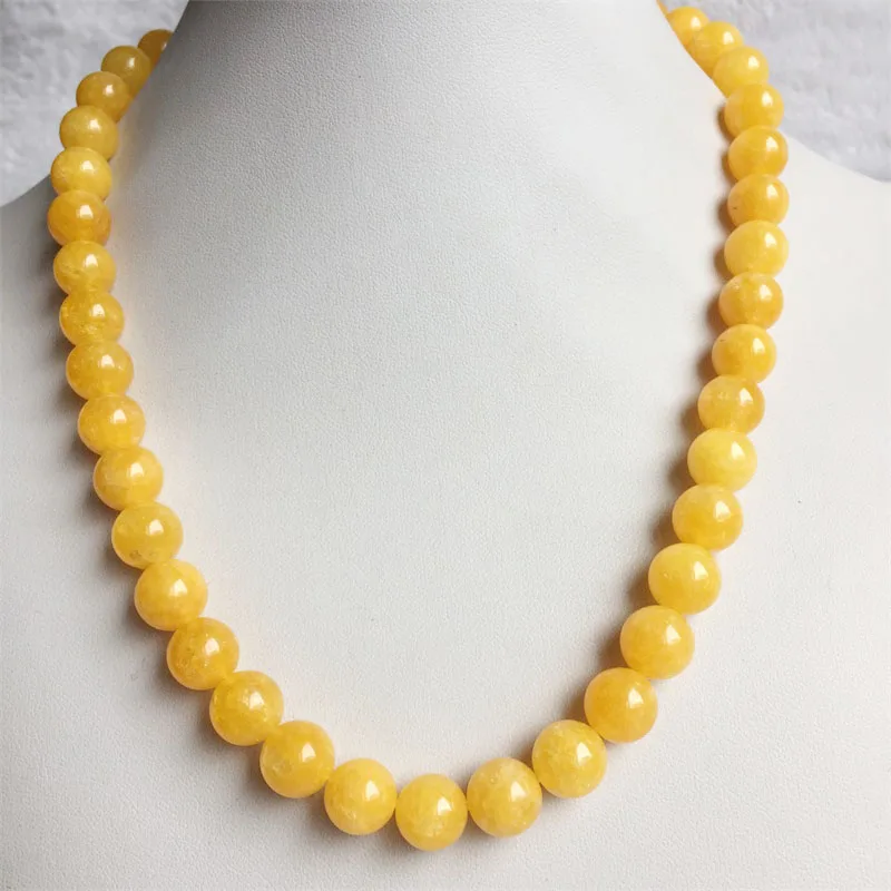 6/8/10MM Beeswax Ambers Yellow Calcite Necklace Vintage Natural Stone Jewelry Noble Elegant Exquisite Bead Chain Choker Collier