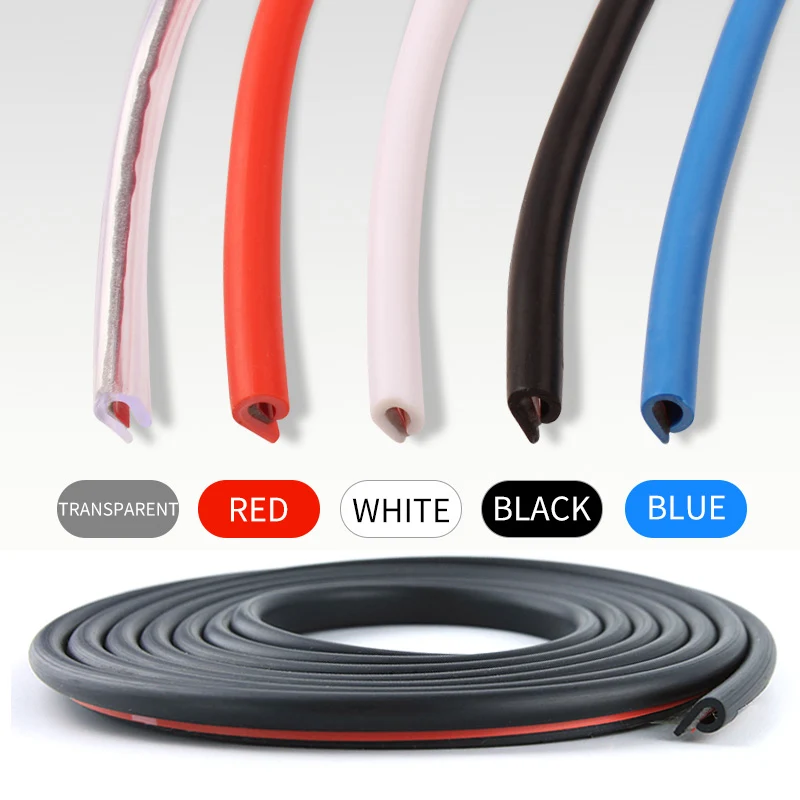 5M Car Door Edge Scratch Protector Strip Auto U Type Rubber Moulding Trim Protection Side Adhesive Sealing Guard Sticker