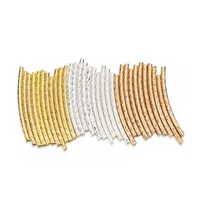 100pcs/lot 25-30 mm Stripe Copper Curve Tube Spacer Beads Connectors For DIY Jewelry Making Bracelet Necklace Accessories