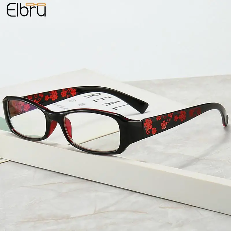 Elbru Fashion Pattern Anti-blue Light Reading Glasses Ultra Light Men and Women HD Presbyopic Glasses +1.0 1.5 2.0 2.5 to 4.0