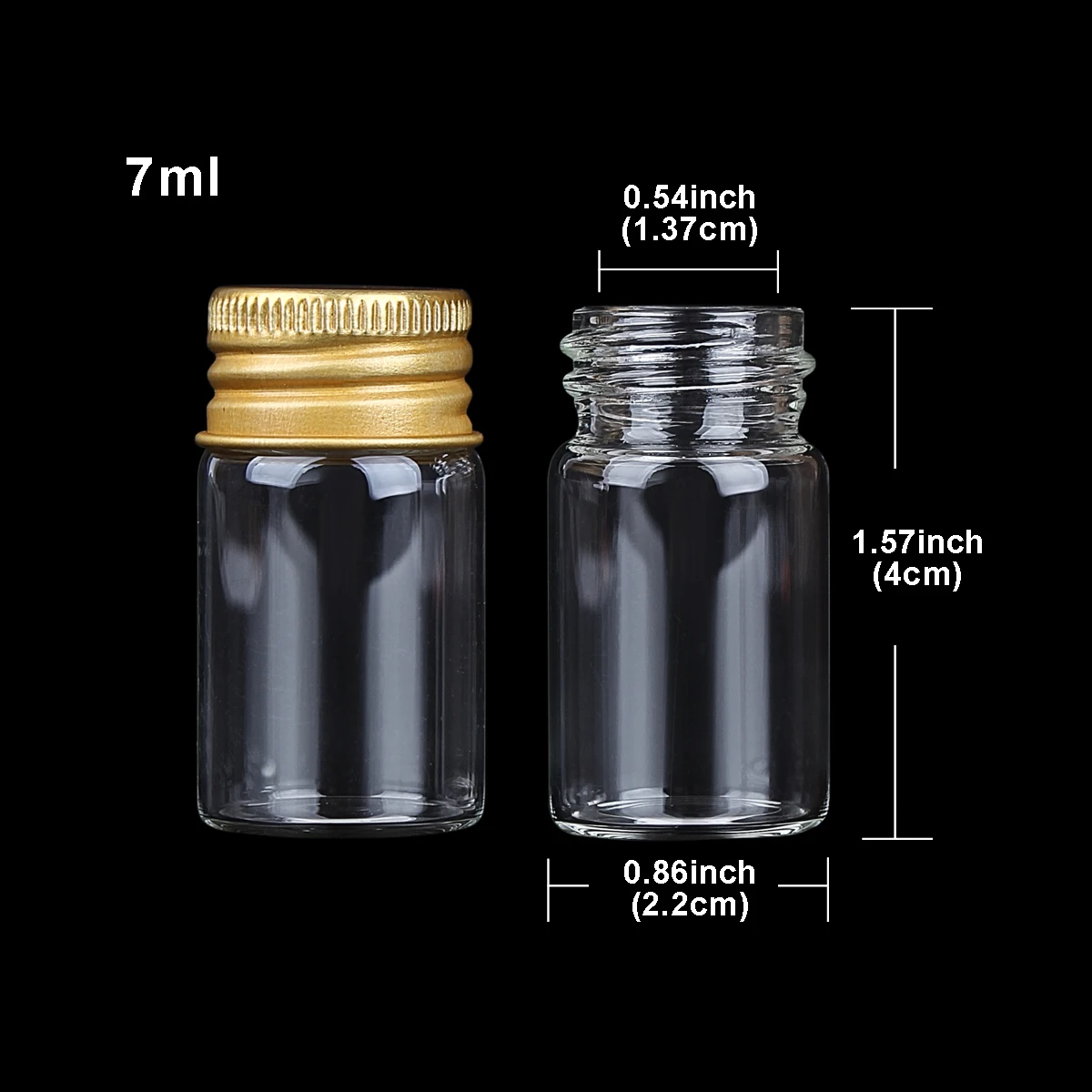 50 Pieces 7ml 22*40mm Small Glass Bottles Ink Perfume Bottles Tiny Jars Vials with Golden Aluminum Caps for Wedding Craft DIY