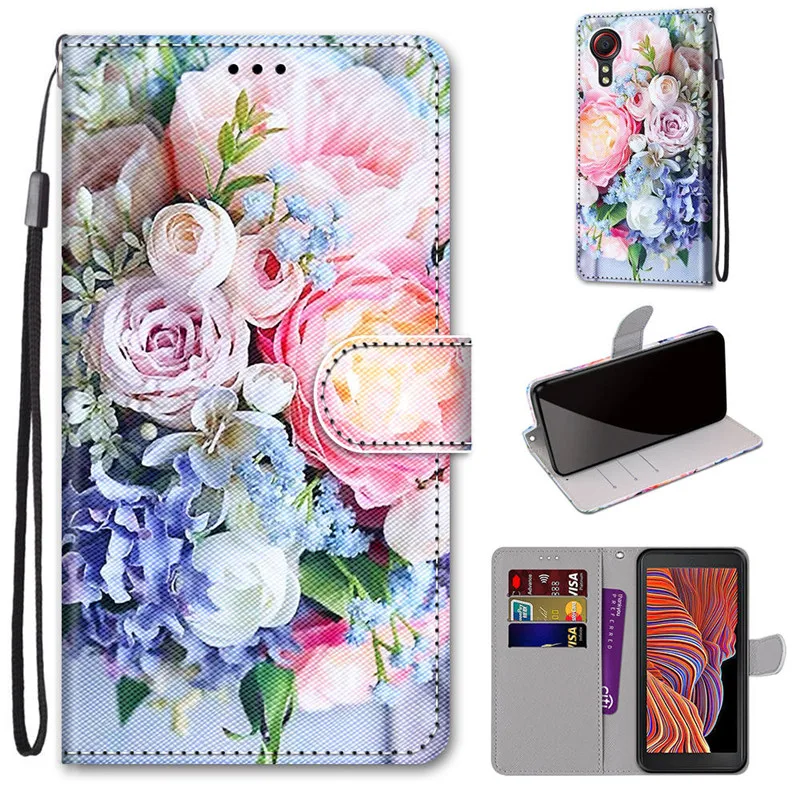 Flip Stand Phone Case For Samsung Galaxy XCover 5 Cover For Samsung Xcover 5 Case Galaxy X Cover5 XCover5 SM-G525F Leather Coque