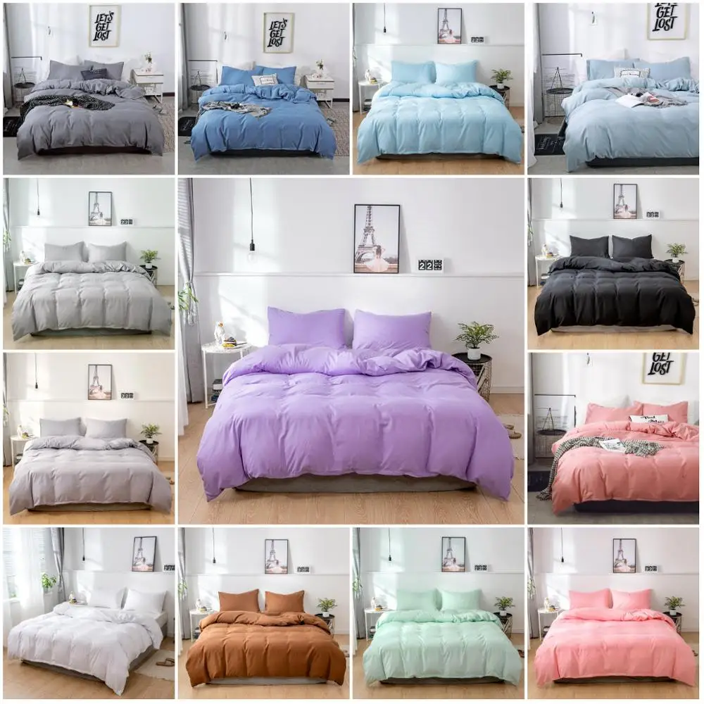 

Brushed Duvet Cover Set Solid Bedding set Soft Bedclothes Japanese style Soft Modern Home Comforter Cover Twin Queen King Size