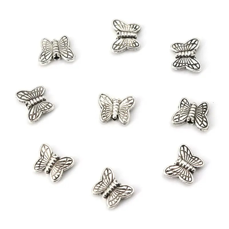 50pc 10,5x8,5 Tibetischen Silber Farbe Metall Schmetterling Charme Spacer Lose Perlen Für Schmuck Finden Zubehör Großhandel – Detail 8