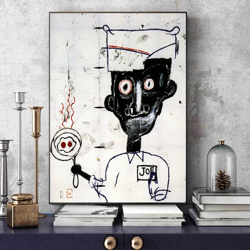 Soyut Jean Michel gözler ve yumurta tuval resimleri posterler baskılar duvar Graffiti sanat resimleri için oturma oda duvar dekoru adet