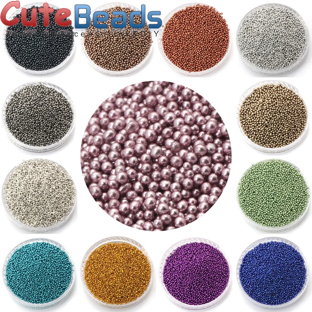 0.6-0.8MM 20G/lot Micro Ball Crystal Nail Art Metal color Caviar Nonporous Beads Glass DIY Decorations