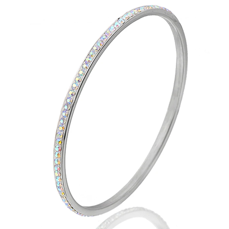 Wholesale Stainless Steel Bangles Women Jewelry With Good Clear CZ Crystal