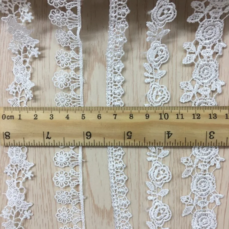 5Yards High Quality Unilateral White Lace Ribbon Trim DIY Embroidered For Sewing Decoration African Lace Fabric Ribbon