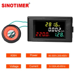 Colore HD LCD Display Panel Meter Energia Watt Meter con Voltmetro Amperometro Misuratore di Potenza AC 80-300V 300-450V 100A