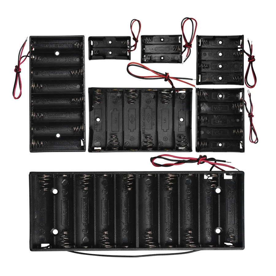 1Pcs 2x 3x 4x 5x 6x 8x 10x AA Size Battery Holder Case Box With Leads No Cover&Switch Batteries Organizer Plastic Storage