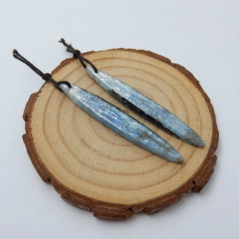 Natural Stone Blue Kyanite Earrings Beads,Semiprecious Fashion Jewelry Accessories For Women 51x7x4mm 7.1g