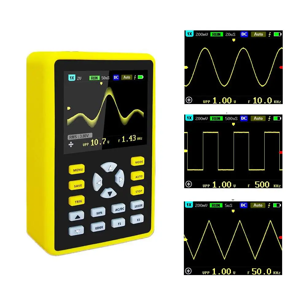 ADS5012h Handheld Digital Portable Oscilloscope Mini Storage Oscilloscope Kit with 100MHz Bandwidth 500MS/s Sampling Rate 2.4\'\'