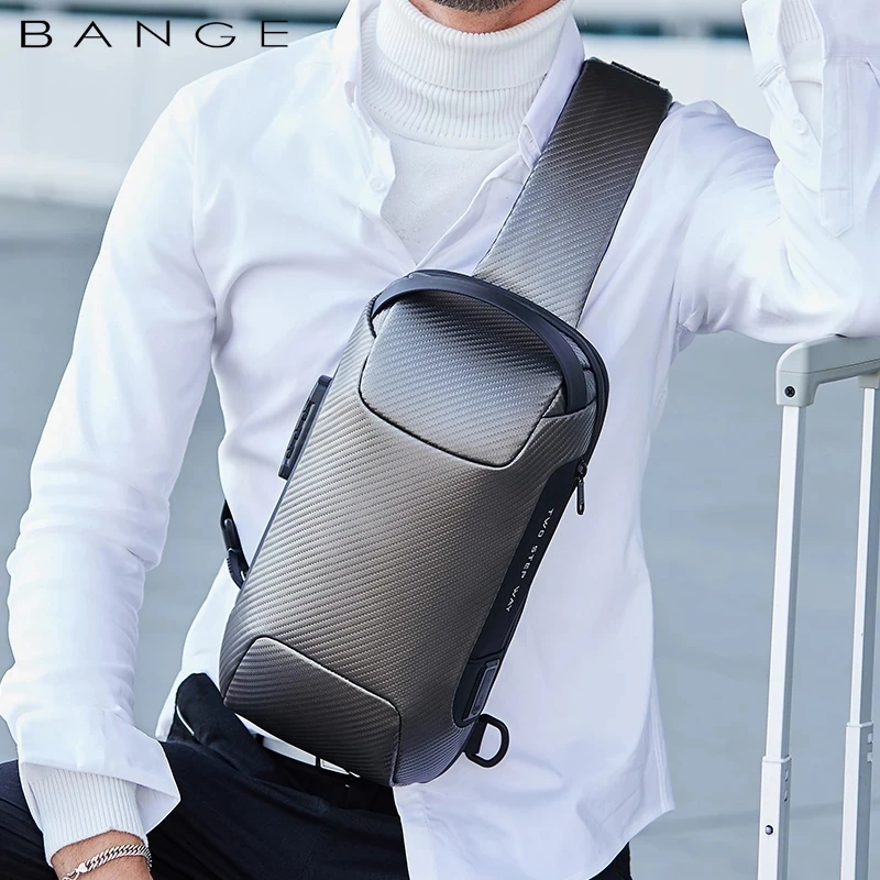 BANGE Male Shoulder Bags USB Charging Crossbody Bags Men Anti Theft Chest Bag School Summer Short Trip Messengers Bag New