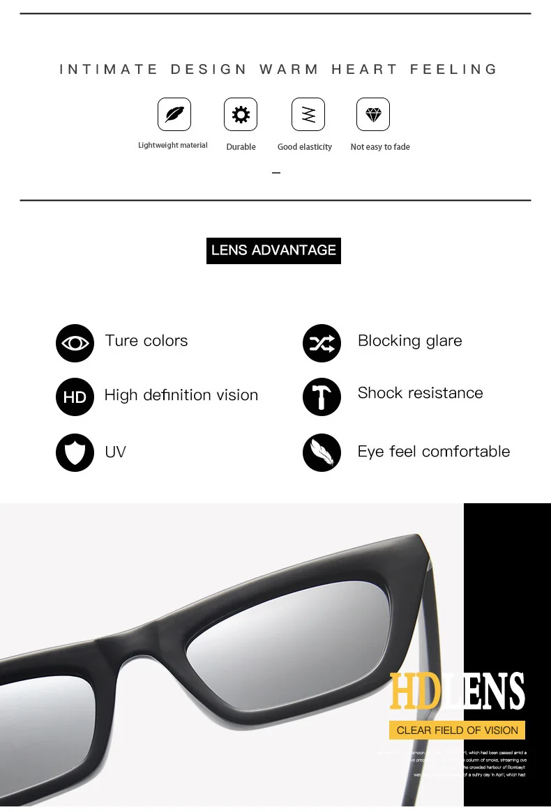 Nette Sexy Retro Cat Eye Sonnenbrille Frauen Marke Designer Kleine Rechteck Weibliche Sonnenbrille Klassische Vintage Oculos De Sol UV400 – Detail 5