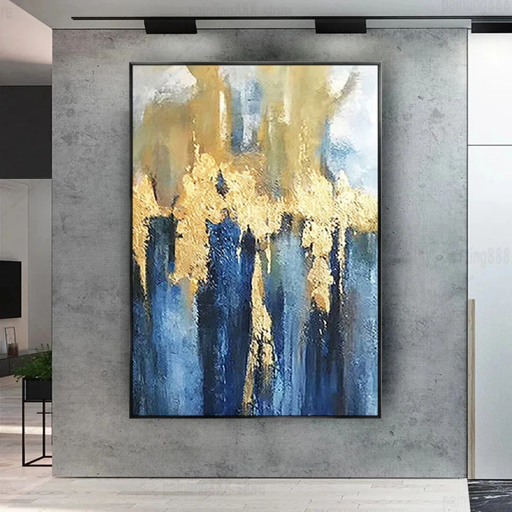 100% Hand-painted Oil Paintings Modern Home Decor Wall Art Abstract Golden Canvas Poster Decorate Living Room Sofa Back