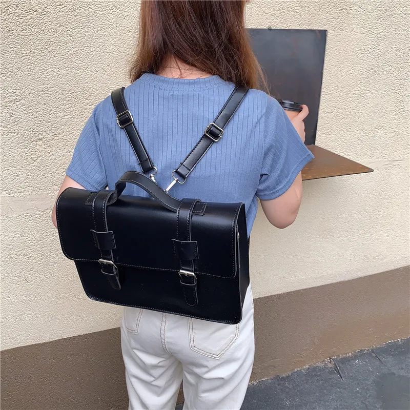 Korean preppy style student school bag pu leather female messenger bags vintage multifunctional Women shoulder bag ladies Totes