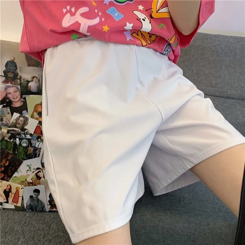 Women Plus Size Pants All-match Sports Summer Harajuku Loose Wide Leg Shorts Women's High Waist Show Thin Casual Biker Shorts