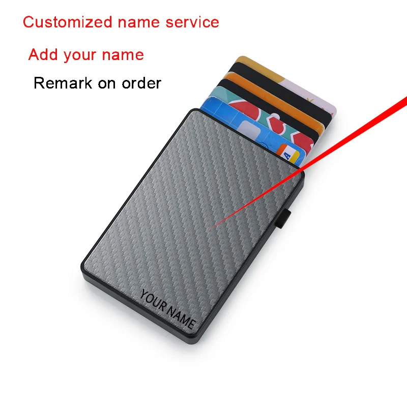 

Customized Rfid Anti-theft Bussiness Card Holder Men Woman Ultra-thin Aluminum Box Credit Cards Holder Carbon Fiber Wallet Purse