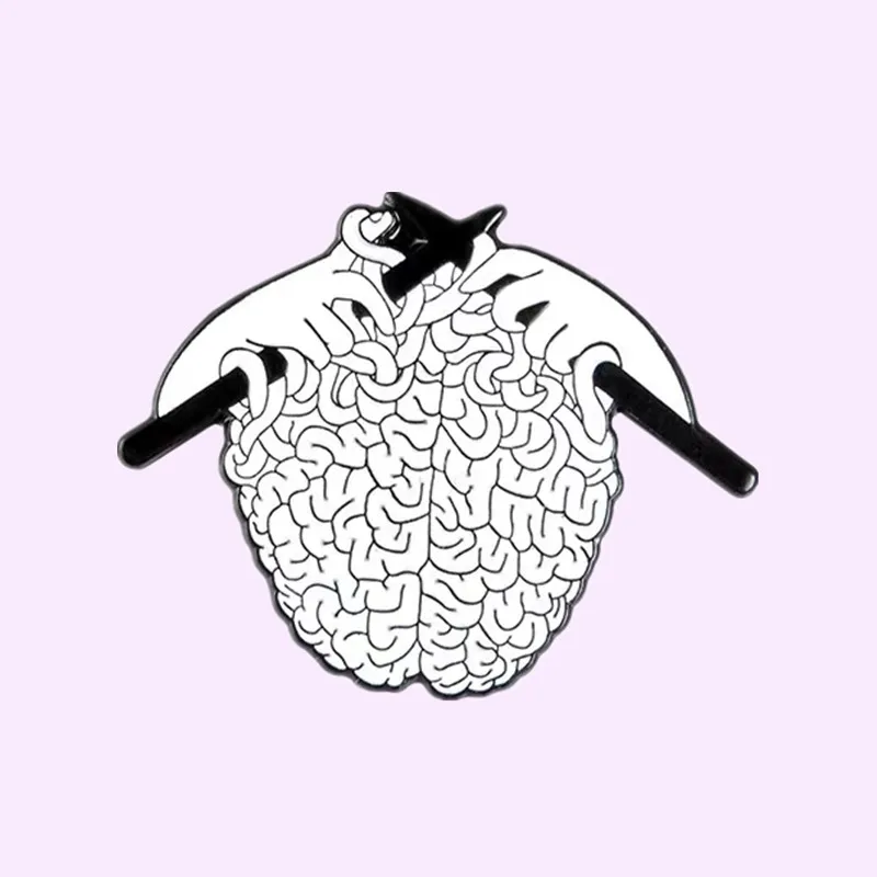 Custom Knit Sweater Brain Enamel Pin Medical Anatomy Organ Cerebrum Brooch Neurology Lapel Pin Jewelry Gift for Friend Wholesale