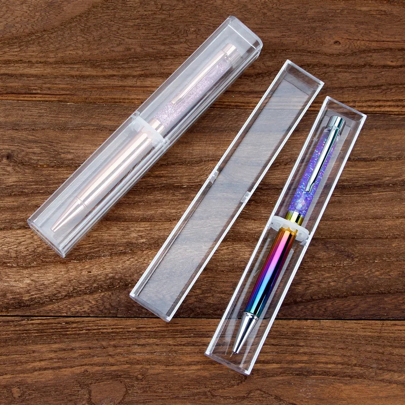 1pcs Fashion Business Office Gift Pencil Case Beautiful Transparent Plastic Pen Box Simple School Stationery Supplies