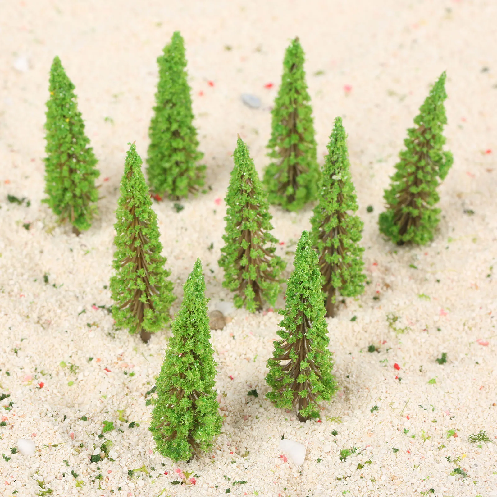 50pcs Model Trees Green 6.5cm(2.56inch) Plastic Train Railway Scenery Wargame Diorama Layout Landscape HO OO Scale 1:100