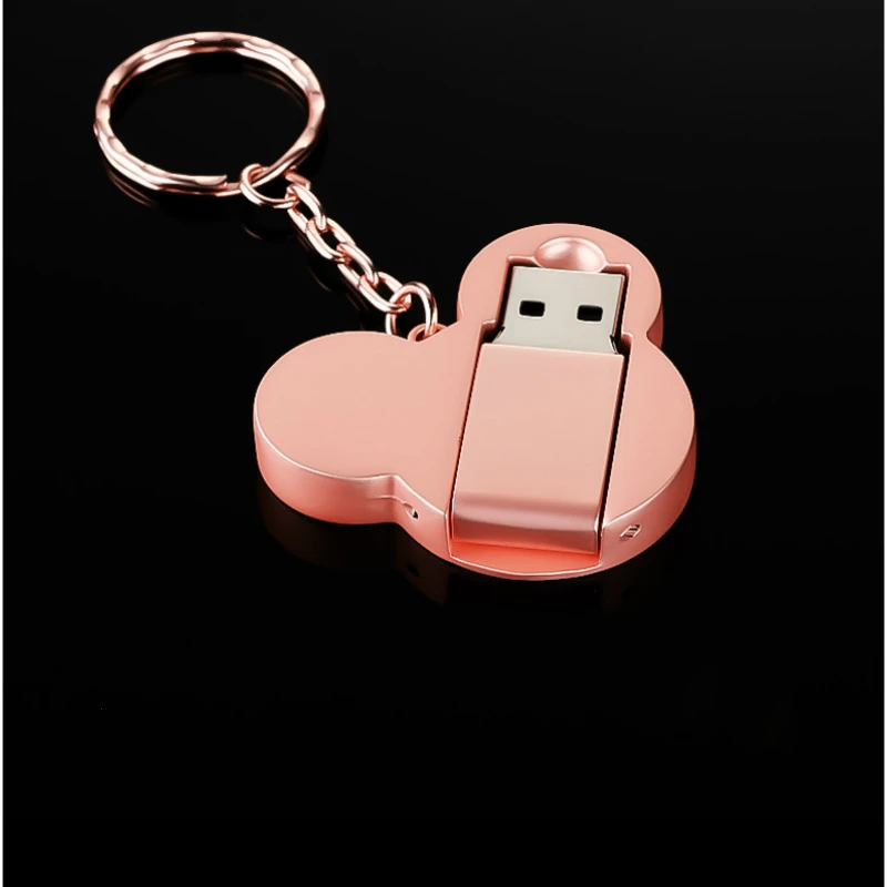 Metal Mouse Head Leuke Usb Flash Custom Logo Memory Stick Mini Computer Gift 8Gb 16Gb Pendrive 32G/64G Pen Drive Sleutelhanger