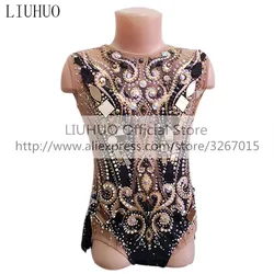 LIUHUO Figure Skating Dress Women's Girls' Ice performance Rhythmic gymnastics competition Leotard Artistic Costume Brown Dance