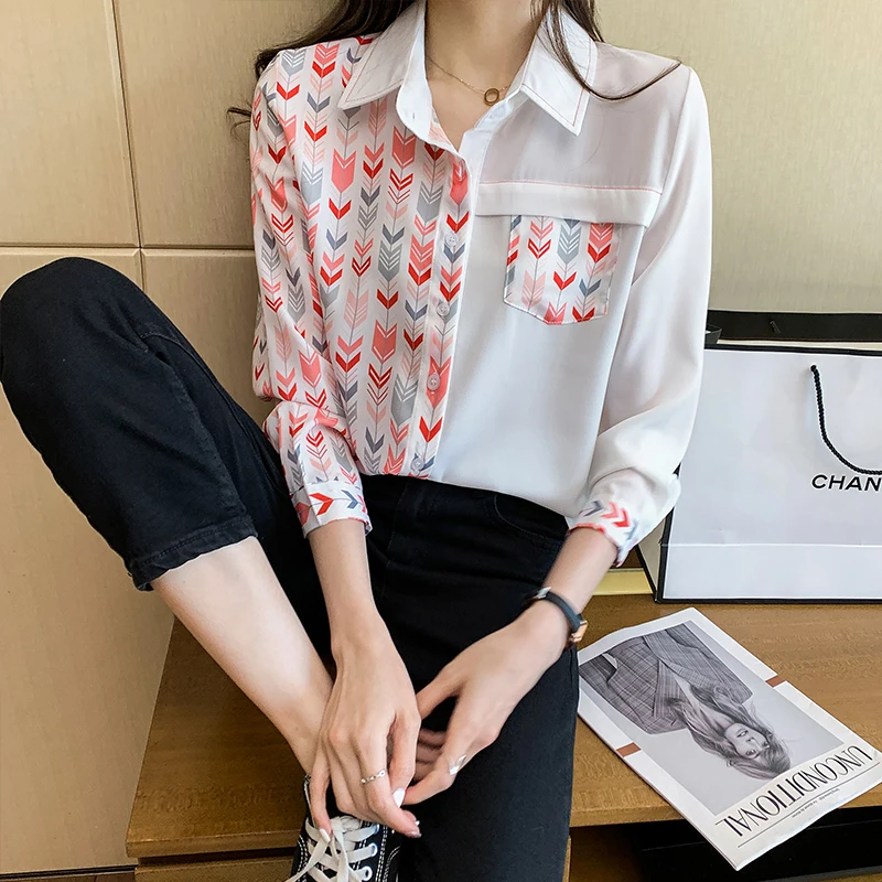 White Office Lady Chiffon Blouse Long Sleeve Shirt Women Clothes 2021 Spring Fashion Fall Womens Tops Chemisier Femme