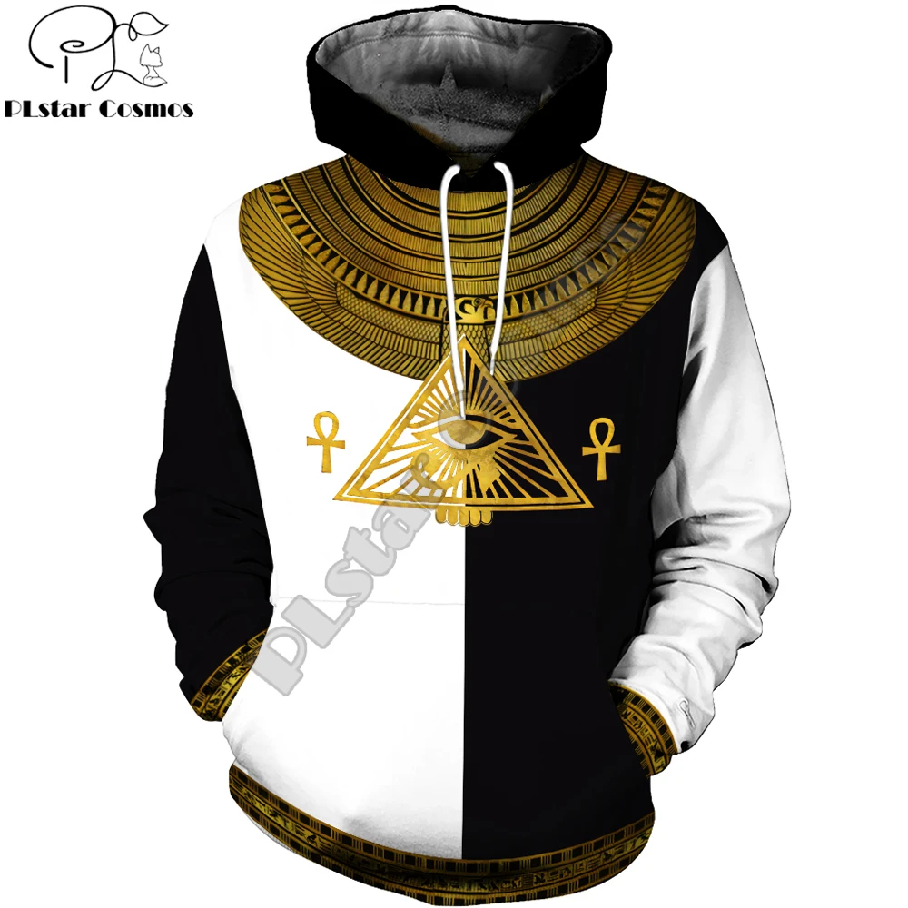 Sudadera con Capucha Horus – Egipcio 3D Blanco y Negro Unisex - imagen 2